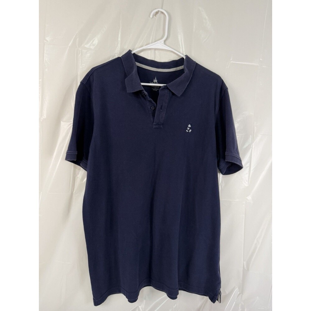 Disney Parks Mickey Mouse Polo Shirt Mens Large Navy Blue Embroidered Relaxed
